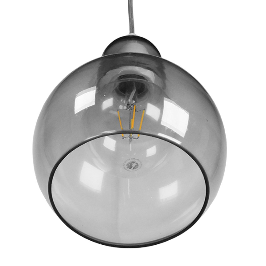 BOSSANOVA  Μοντέρνο Κρεμαστό Φωτιστικό Ανάρτηση Μονόφωτο 1 x E27 IP20 Γκρι Γυαλί - Μ18 x Π18 x Υ23cm