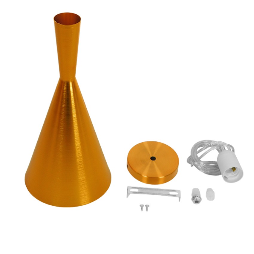 SHANGHAI  Μοντέρνο Κρεμαστό Φωτιστικό Καμπάνα Μονόφωτο 1 x E27 IP20 Χρυσό Μέταλλο - Μ18 x Π18 x Υ38.5cm