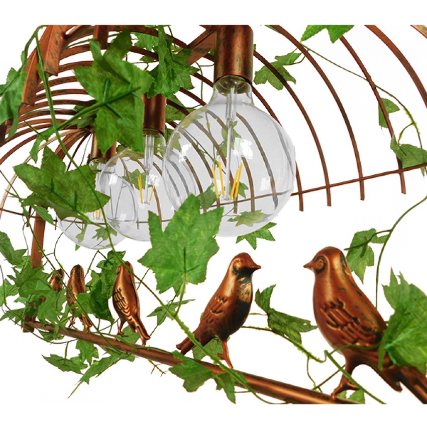 NEST  Vintage Κρεμαστό Φωτιστικό Φιγούρα Τρίφωτο 3 x E27 IP20 Χάλκινο Μέταλλο με Πράσινο Πλαστικό - Μ85.5 x Π37.5 x Y38cm