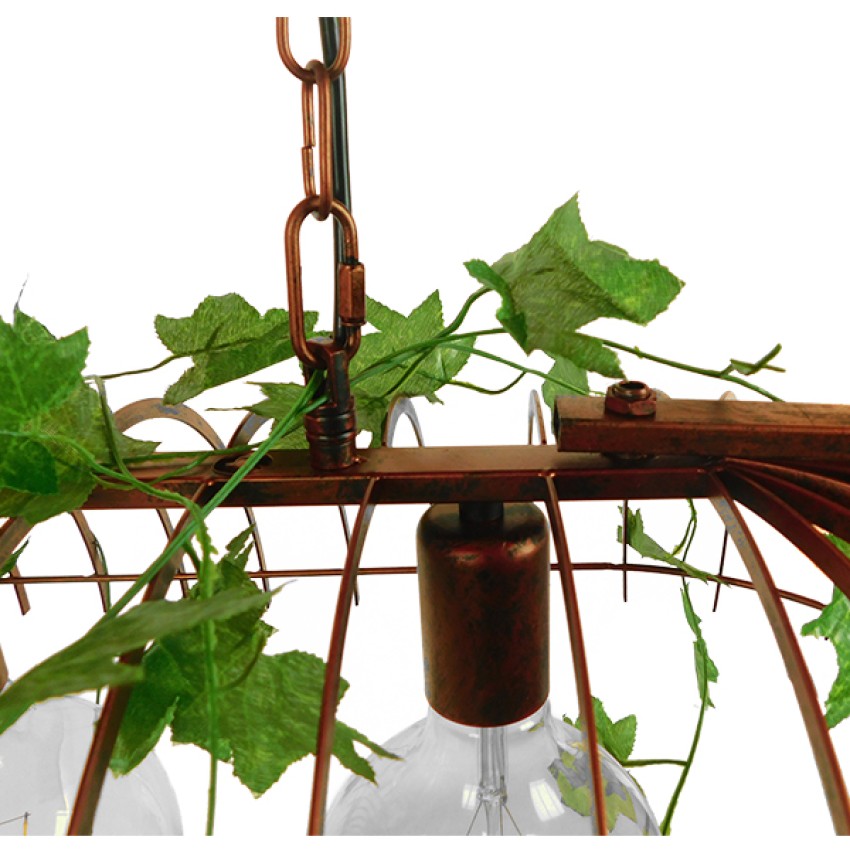 NEST  Vintage Κρεμαστό Φωτιστικό Φιγούρα Τρίφωτο 3 x E27 IP20 Χάλκινο Μέταλλο με Πράσινο Πλαστικό - Μ85.5 x Π37.5 x Y38cm