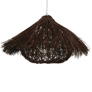 CHEOPE Boho Κρεμαστό Φωτιστικό Πλέγμα Μονόφωτο 1 x E27 IP20 Καφέ Ξύλο με Καφέ Rattan - Μ50 x Π50 x Y30cm CHEOPE Boho Κρεμαστό Φωτιστικό Πλέγμα Μονόφωτο 1 x E27 IP20 Καφέ Ξύλο με Καφέ Rattan - Μ50 x Π50 x Y30cm