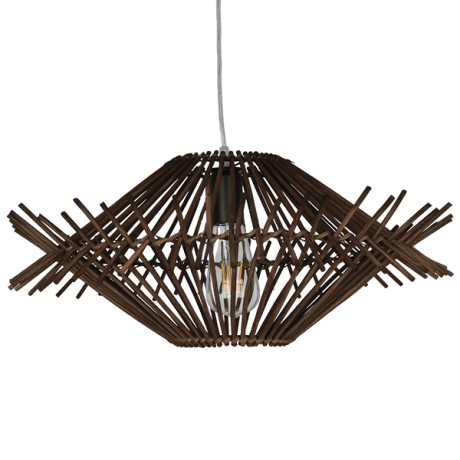 SASSO  Boho Κρεμαστό Φωτιστικό Πλέγμα Μονόφωτο 1 x E27 IP20 Καφέ Ξύλο - Μ50 x Π50 x Y23cm