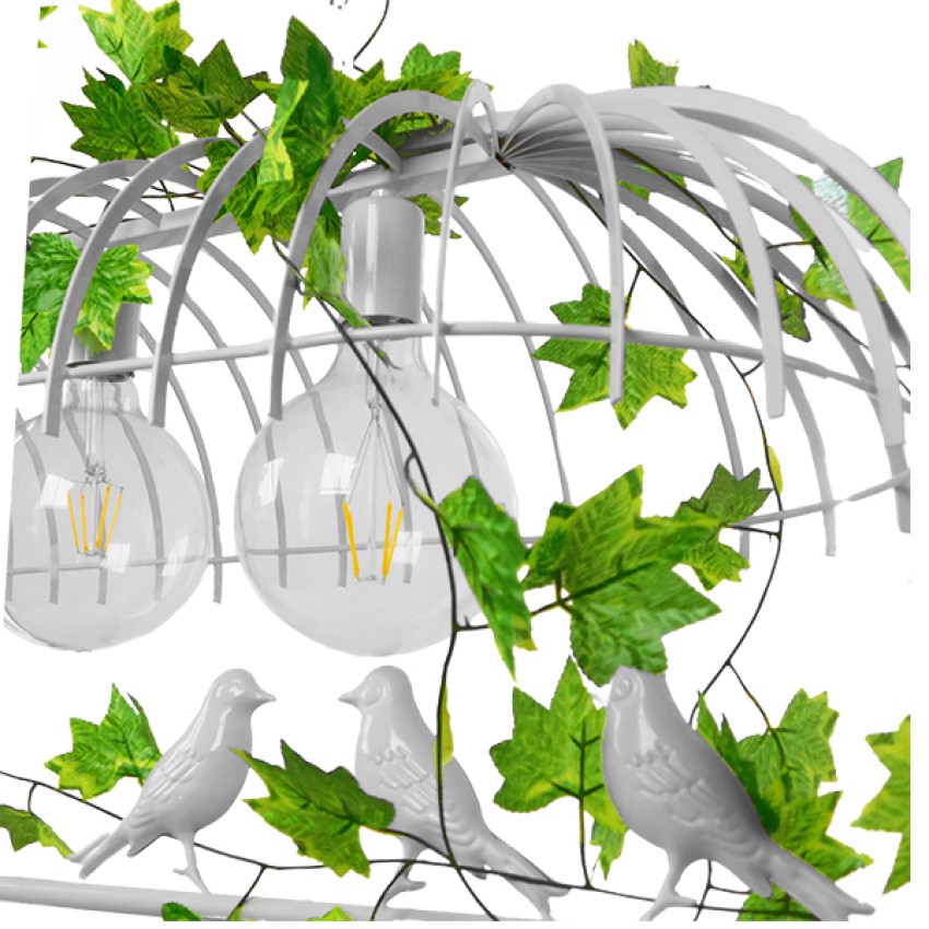 NEST  Vintage Κρεμαστό Φωτιστικό Φιγούρα Τρίφωτο 3 x E27 IP20 Λευκό Μέταλλο με Πράσινο Πλαστικό - Μ85.5 x Π37.5 x Y38cm