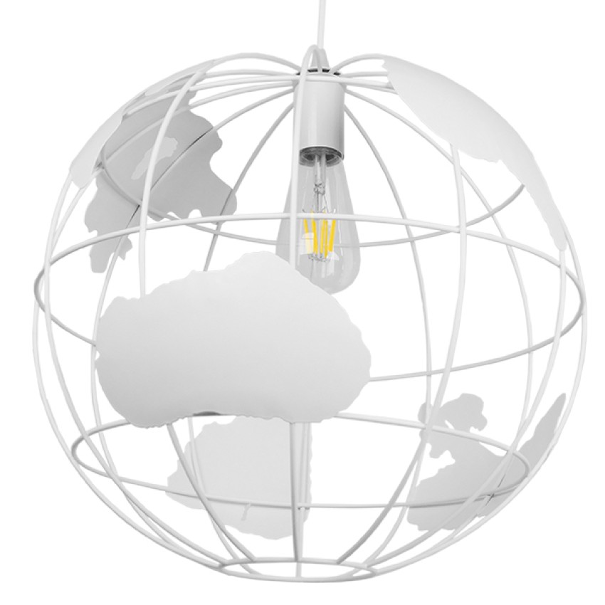 EARTH  Vintage Κρεμαστό Φωτιστικό Φιγούρα Μονόφωτο 1 x E27 IP20 Λευκό Μέταλλο - Μ40 x Π40 x Y40cm