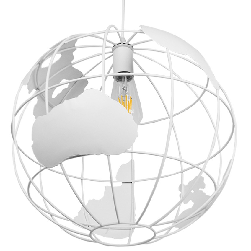 EARTH  Vintage Κρεμαστό Φωτιστικό Φιγούρα Μονόφωτο 1 x E27 IP20 Λευκό Μέταλλο - Μ40 x Π40 x Y40cm