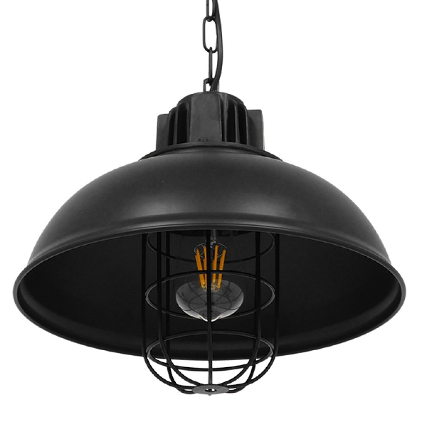 GLOBOSTAR® HARROW  Vintage Κρεμαστό Φωτιστικό Οροφής με Ντουί 1 x E27 AC 220-240V IP20 - Μαύρο - Μ33 x Π33 x Υ32cm