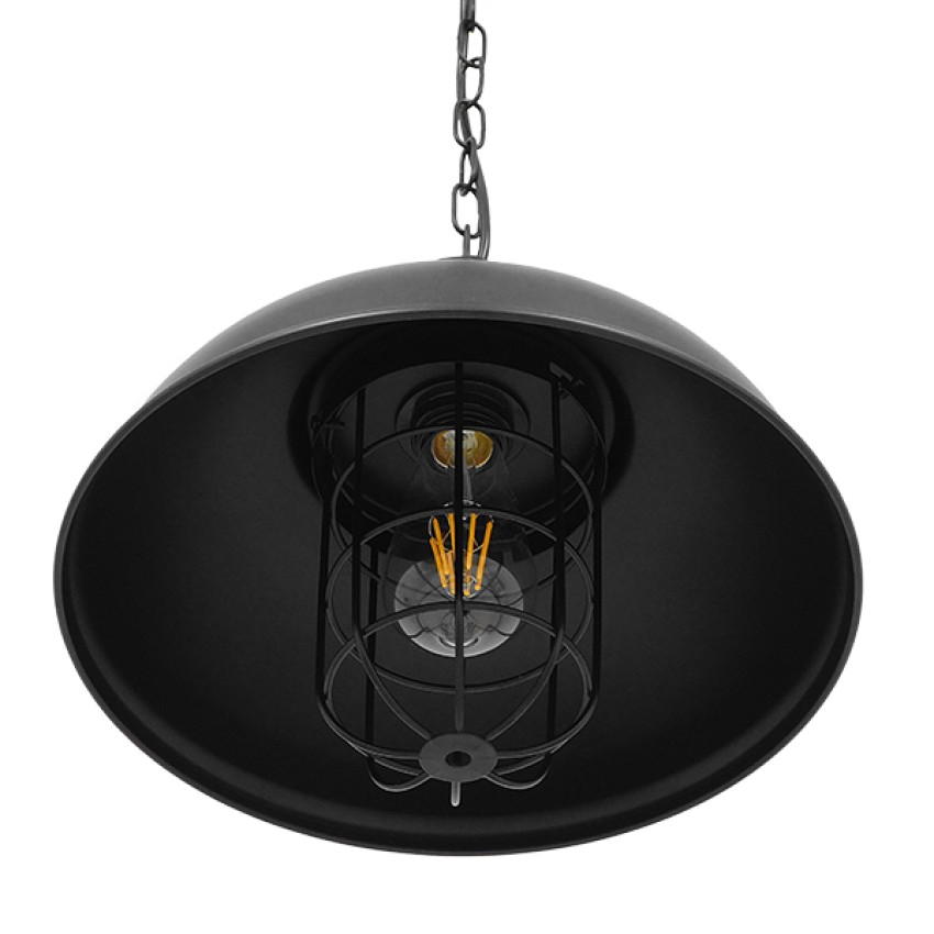 GLOBOSTAR® HARROW  Vintage Κρεμαστό Φωτιστικό Οροφής με Ντουί 1 x E27 AC 220-240V IP20 - Μαύρο - Μ33 x Π33 x Υ32cm
