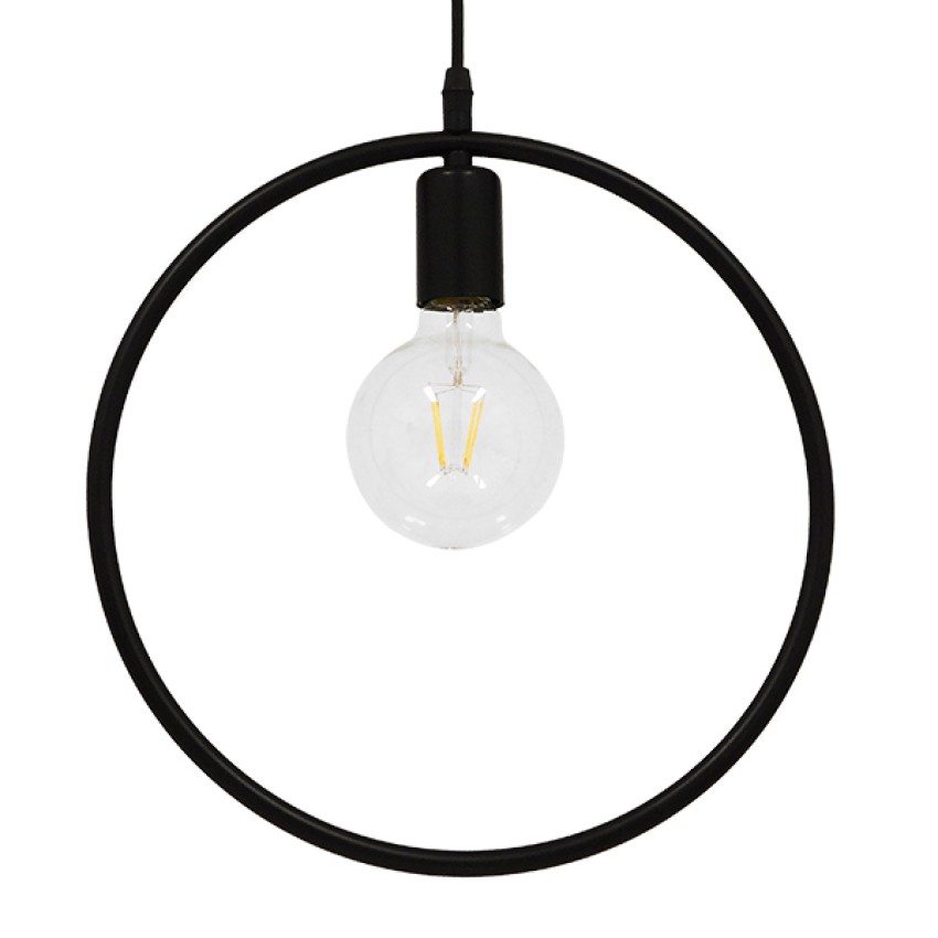 GLOBOSTAR® OMICRON  Μοντέρνο Κρεμαστό Φωτιστικό Οροφής με Ντουί 1 x E27 AC 220-240V IP20 - Μαύρο - Μ33 x Π4 x Υ33cm