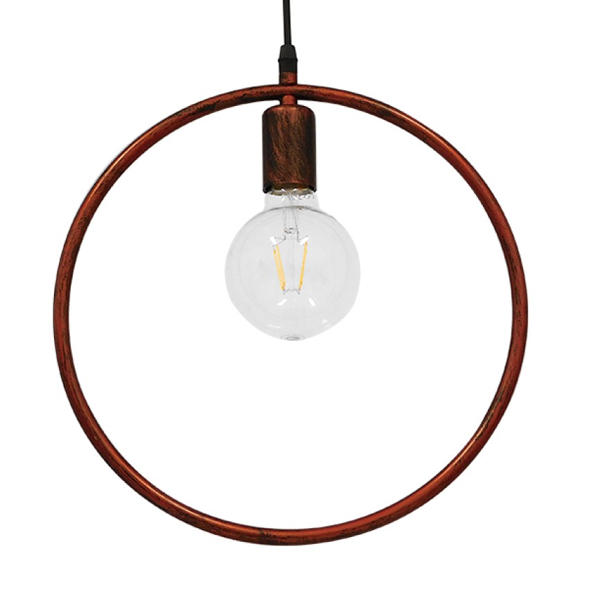 GLOBOSTAR® OMICRON  Μοντέρνο Κρεμαστό Φωτιστικό Οροφής με Ντουί 1 x E27 AC 220-240V IP20 - Χάλκινο - Μ33 x Π4 x Υ33cm