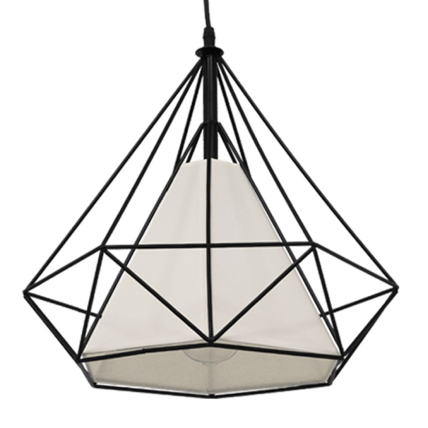 GLOBOSTAR® KAIRI  Μοντέρνο Κρεμαστό Φωτιστικό Οροφής με Ντουί 1 x E27 AC 220-240V IP20 - Μαύρο & Λευκό - Μ38 x Π38 x Υ39cm