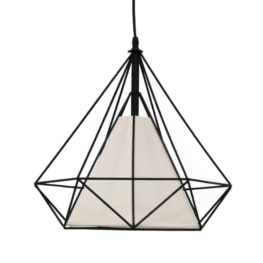 GLOBOSTAR® KAIRI  Μοντέρνο Κρεμαστό Φωτιστικό Οροφής με Ντουί 1 x E27 AC 220-240V IP20 - Μαύρο & Λευκό - Μ38 x Π38 x Υ39cm