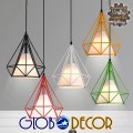 GLOBOSTAR® KAIRI  Μοντέρνο Κρεμαστό Φωτιστικό Οροφής με Ντουί 1 x E27 AC 220-240V IP20 - Μαύρο & Λευκό - Μ38 x Π38 x Υ39cm