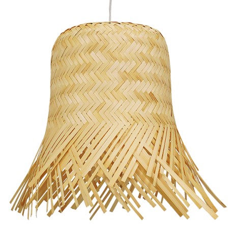 HAWAII  Boho Κρεμαστό Φωτιστικό Καμπάνα Μονόφωτο 1 x E27 IP20 Μπέζ Ξύλο - Μ40 x Π40 x Y43cm