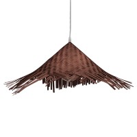 RICEHAT  Boho Κρεμαστό Φωτιστικό Καμπάνα Μονόφωτο 1 x E27 IP20 Καφέ Ξύλο - Μ70 x Π70 x Y25cm