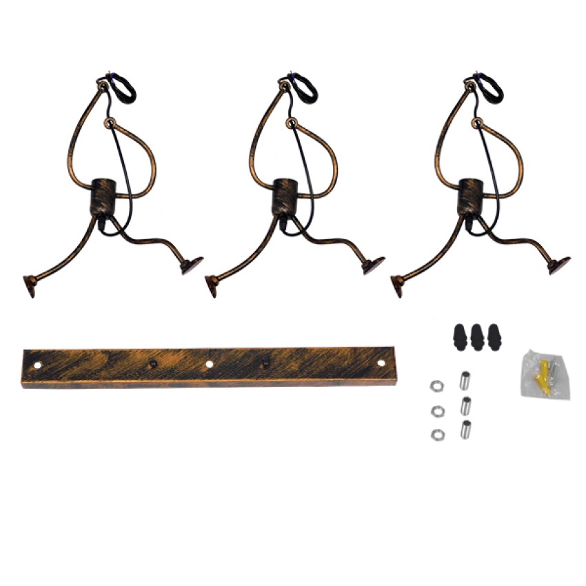 LITTLE MAN  Μοντέρνο Κρεμαστό Φωτιστικό Φιγούρα Τρίφωτο 3 x E27 IP20 Χάλκινο Μέταλλο - Μ70 x Π10 x Υ105cm