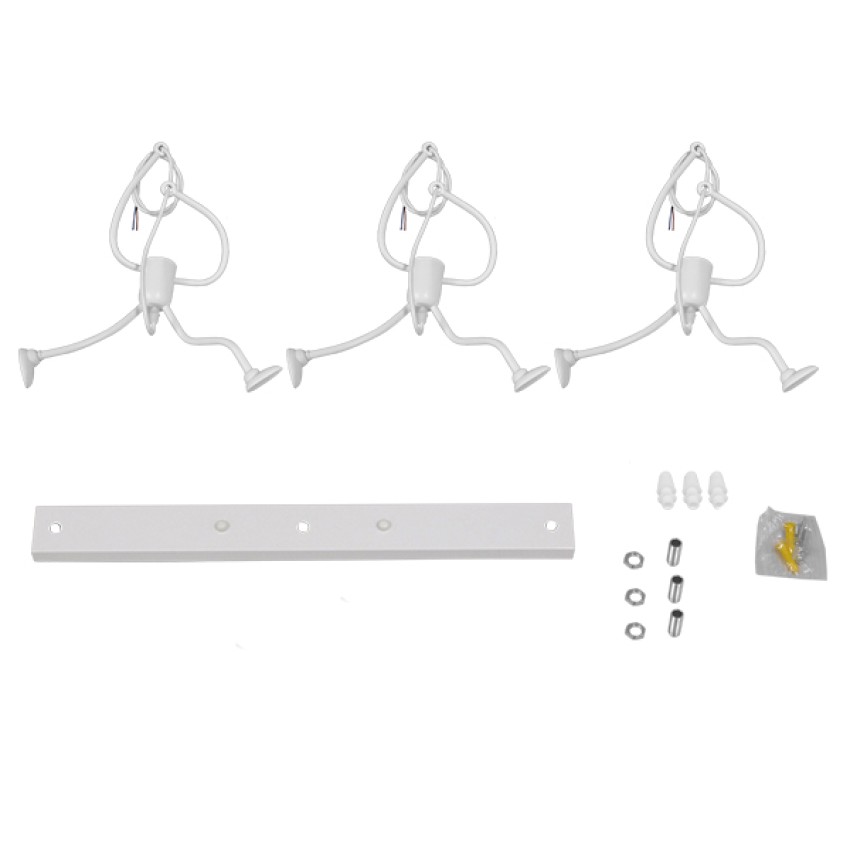 LITTLE MAN  Μοντέρνο Κρεμαστό Φωτιστικό Φιγούρα Τρίφωτο 3 x E27 IP20 Λευκό Μέταλλο - Μ70 x Π10 x Υ105cm