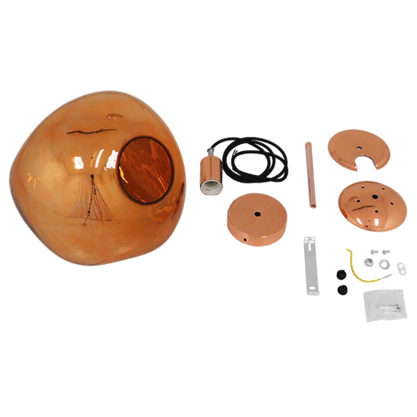 GLOBOSTAR® DIXAR  Μοντέρνο Κρεμαστό Φωτιστικό Οροφής με Ντουί 1 x E27 AC 220-240V IP20 - Χάλκινο Φιμέ - Μ36 x Π36 x Υ45cm