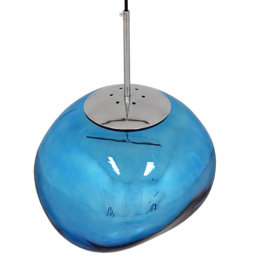 DIXAR  Μοντέρνο Κρεμαστό Φωτιστικό Μπάλα Μονόφωτο 1 x E27 IP20 Μπλε Γυαλί - Μ36 x Π36 x Υ45cm