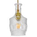 WHISKEY  Vintage Κρεμαστό Φωτιστικό Ανάρτηση Μονόφωτο 1 x E27 IP20 Διάφανο Γυαλί - Μ13 x Π13 x Υ22cm
