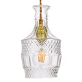 WHISKEY  Vintage Κρεμαστό Φωτιστικό Ανάρτηση Μονόφωτο 1 x E27 IP20 Διάφανο Γυαλί - Μ13 x Π13 x Υ22cm