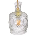 WHISKEY  Vintage Κρεμαστό Φωτιστικό Ανάρτηση Μονόφωτο 1 x E27 IP20 Διάφανο Γυαλί - Μ13 x Π13 x Υ22cm