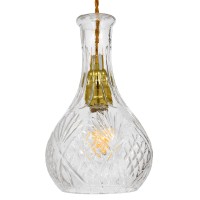 WHISKEY  Vintage Κρεμαστό Φωτιστικό Ανάρτηση Μονόφωτο 1 x E27 IP20 Διάφανο Γυαλί - Μ14 x Π14 x Υ23cm