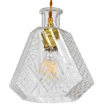 WHISKEY  Vintage Κρεμαστό Φωτιστικό Ανάρτηση Μονόφωτο 1 x E27 IP20 Διάφανο Γυαλί - Μ11 x Π11 x Υ20cm