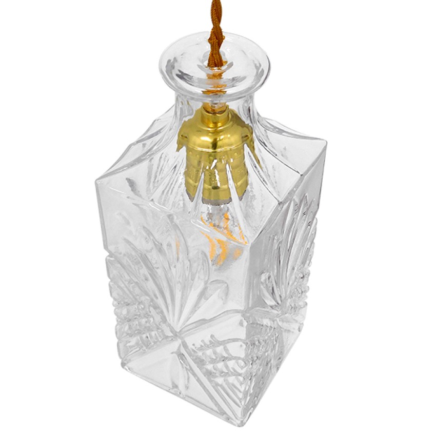 WHISKEY  Vintage Κρεμαστό Φωτιστικό Ανάρτηση Μονόφωτο 1 x E27 IP20 Διάφανο Γυαλί - Μ10 x Π10 x Υ24cm