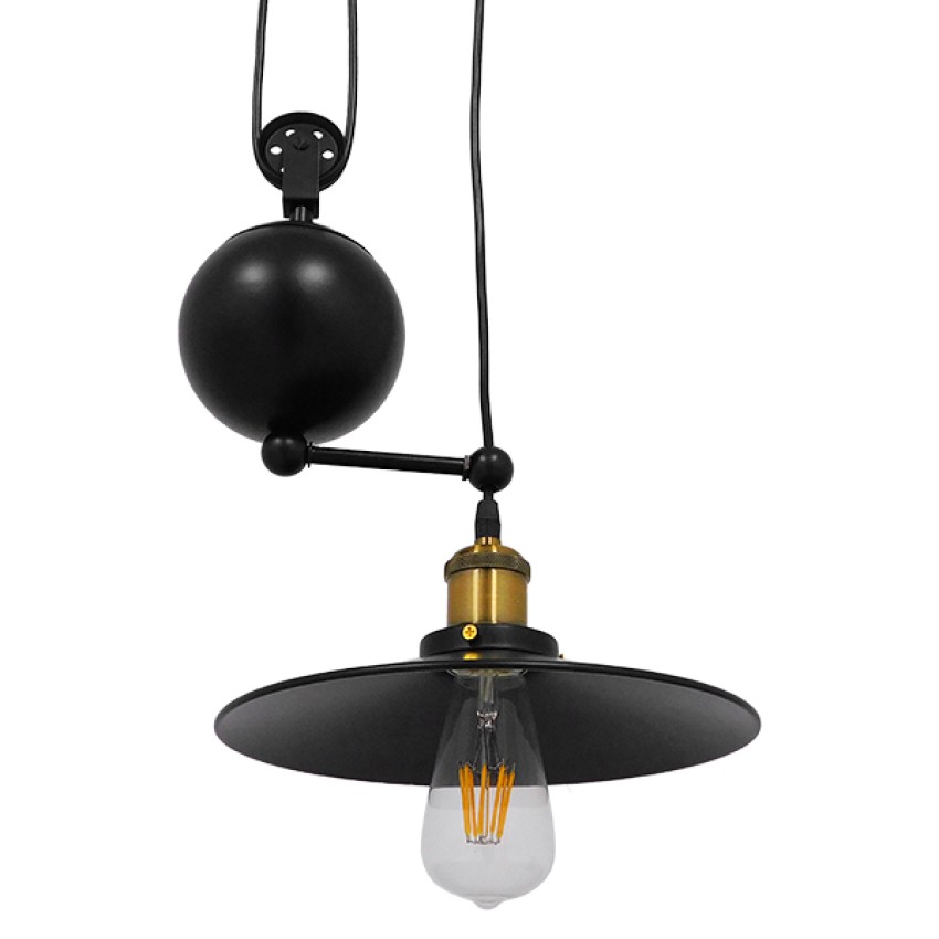 CARILO  Vintage Κρεμαστό Φωτιστικό Ανάρτηση Μονόφωτο 1 x E27 IP20 Μαύρο & Χρυσό Μέταλλο - Μ32 x Π26 x Υ120cm