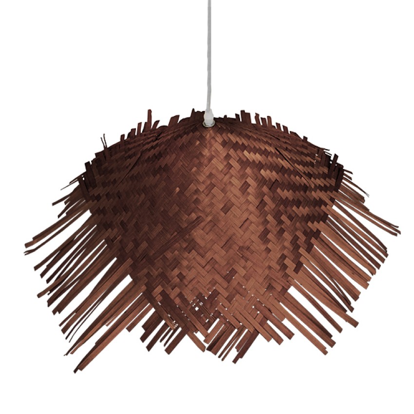 RICEHAT  Boho Κρεμαστό Φωτιστικό Καμπάνα Μονόφωτο 1 x E27 IP20 Καφέ Ξύλο - Μ70 x Π70 x Y25cm