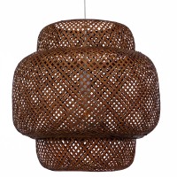 MALDIVES  Boho Κρεμαστό Φωτιστικό Πλέγμα Μονόφωτο 1 x E27 IP20 Καφέ Ξύλο - Μ56 x Π56 x Υ54cm