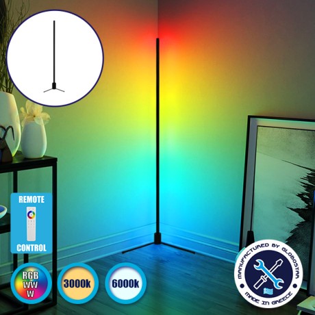 Μοντέρνο Minimal Επιδαπέδιο Μαύρο Φωτιστικό 150cm LED 30 Watt με Ασύρματο Χειριστήριο 2.4G RF & Dimmer RGBW+WW Πολύχρωμο - Ψυχρό - Ημέρας - Θερμό  ALIEN Design