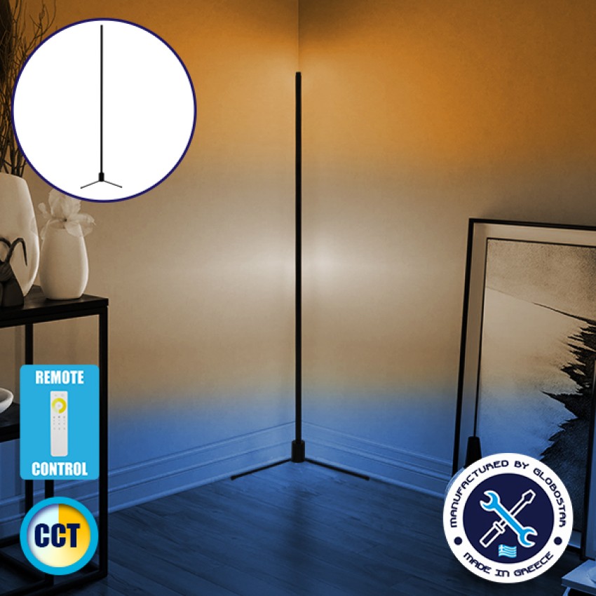 Μοντέρνο Minimal Επιδαπέδιο Μαύρο Φωτιστικό 250cm LED 40 Watt με Ασύρματο Χειριστήριο Αφής 2.4G RF & Dimmer CCT - Ψυχρό - Ημέρας - Θερμό  ALIEN Design