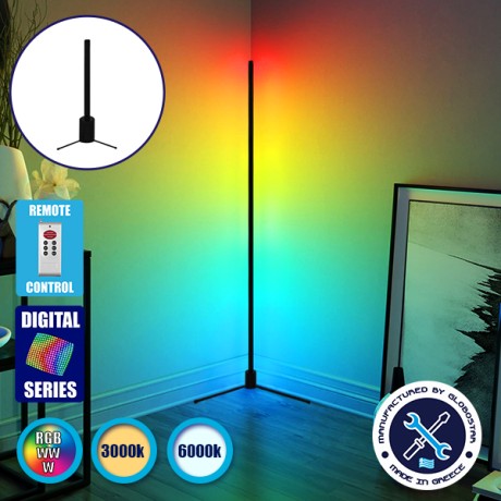 Μοντέρνο Minimal Επιτραπέζιο Μαύρο Φωτιστικό 50cm LED 8 Watt με Ασύρματο Χειριστήριο 2.4G RF & Dimmer RGBW+WW Πολύχρωμο Digital Magic Dot Pixel  ALIEN Design