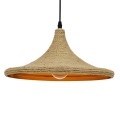 SHANGHAI ROPE  Boho Κρεμαστό Φωτιστικό Καμπάνα Μονόφωτο 1 x E27 IP20 Μπεζ Σχοινί - Μ37 x Π37 x Υ20cm
