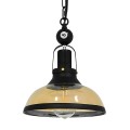BILLIARD  Vintage Κρεμαστό Φωτιστικό Καμπάνα Μονόφωτο 1 x E27 IP20 Mαύρο Μέταλλο με Μελί Γυαλί - Μ25 x Π25 x Υ29cm