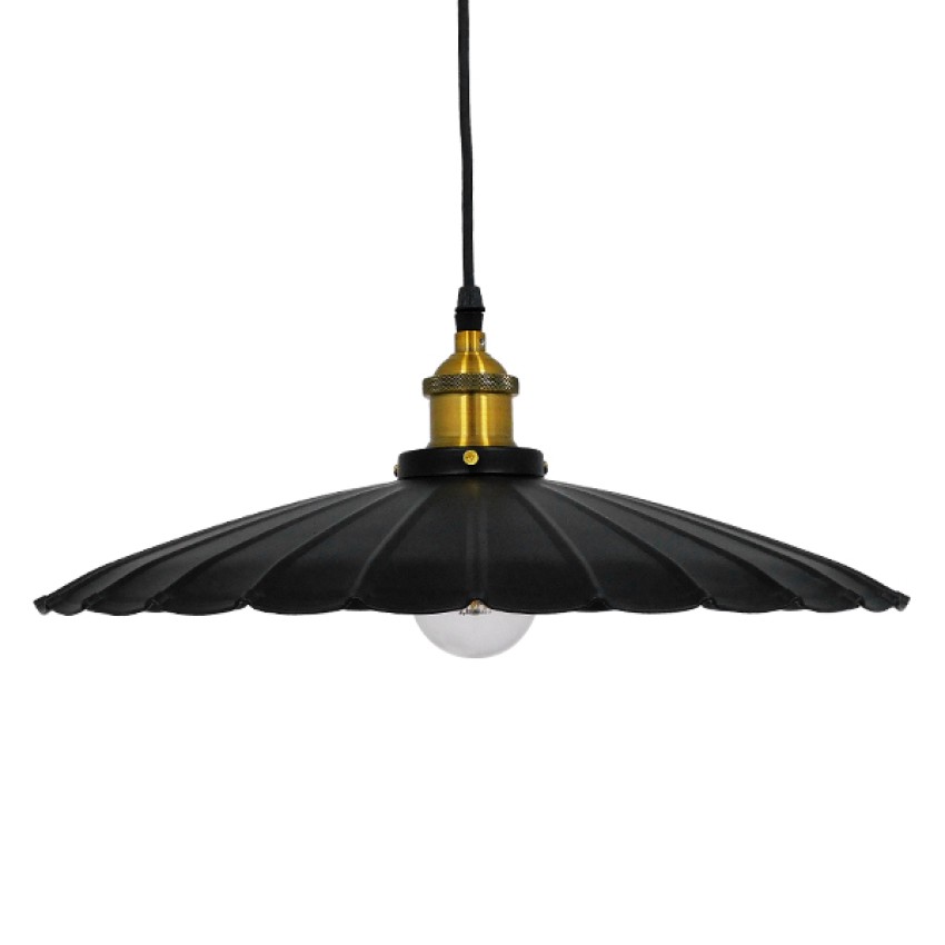 MARGI  Vintage Κρεμαστό Φωτιστικό Καμπάνα Μονόφωτο 1 x E27 IP20 Μαύρο & Χρυσό Μέταλλο - Μ40 x Π40 x Y15cm