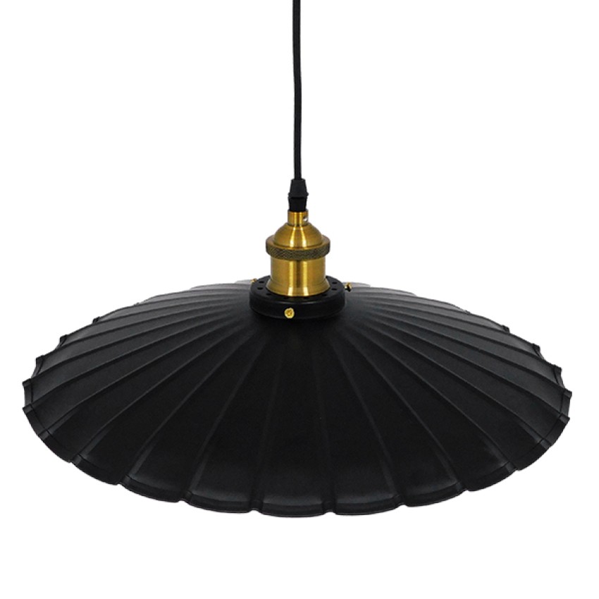 MARGI  Vintage Κρεμαστό Φωτιστικό Καμπάνα Μονόφωτο 1 x E27 IP20 Μαύρο & Χρυσό Μέταλλο - Μ40 x Π40 x Y15cm