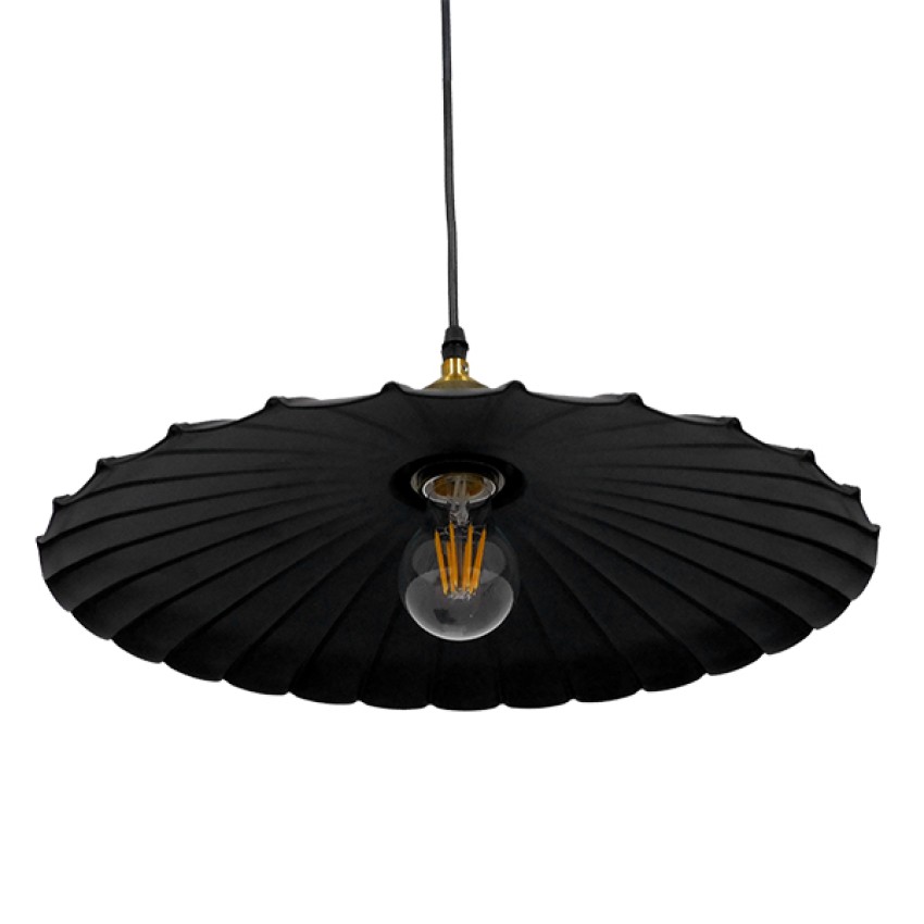 MARGI  Vintage Κρεμαστό Φωτιστικό Καμπάνα Μονόφωτο 1 x E27 IP20 Μαύρο & Χρυσό Μέταλλο - Μ40 x Π40 x Y15cm