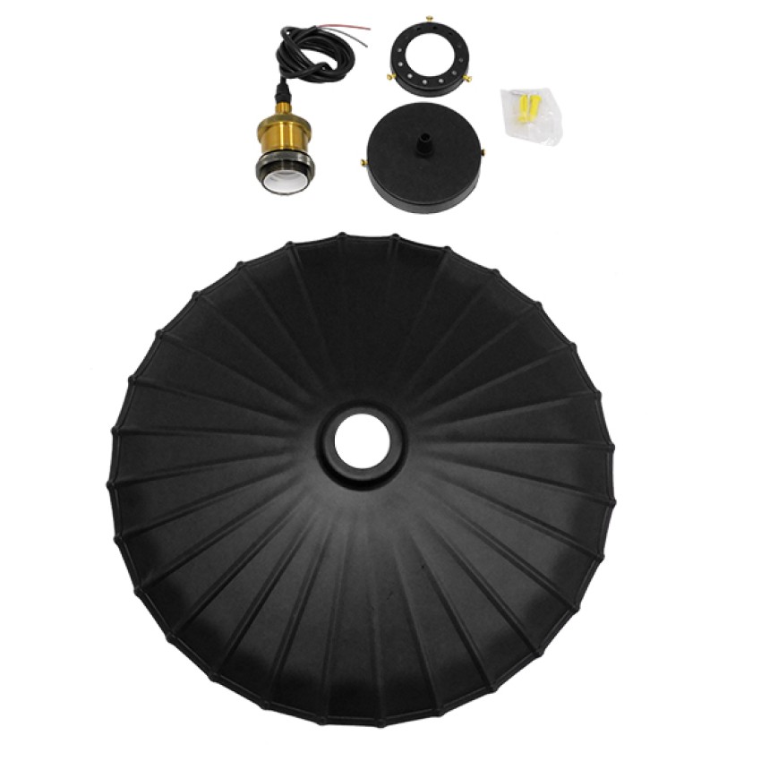 MARGI  Vintage Κρεμαστό Φωτιστικό Καμπάνα Μονόφωτο 1 x E27 IP20 Μαύρο & Χρυσό Μέταλλο - Μ40 x Π40 x Y15cm