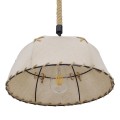 ANTOINETTE  Vintage Κρεμαστό Φωτιστικό Καμπάνα Μονόφωτο 1 x E27 IP20 Μπεζ Σχοινί με Μπεζ Ύφασμα - Μ35 x Π35 x Υ20cm