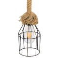LAICO  Vintage Κρεμαστό Φωτιστικό Πλέγμα Μονόφωτο 1 x E27 IP20 Μπρούτζινο Μέταλλο με Μπεζ Σχοινί - Μ12 x Π12 x Υ100cm