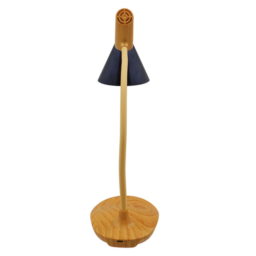 DRAPER  Επαναφορτιζόμενο USB Φωτιστικό Γραφείου LED 6 Watt Μονόφωτο Μεταλλικό σε Απόχρωση Ξύλου με Μαύρο Καπέλο Λευκό Ημέρας 4500K