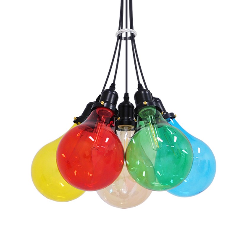 GLOBOSTAR® PARTY  Μοντέρνο Κρεμαστό Φωτιστικό Οροφής με Ντουί 5 x E27 AC 220-240V IP20 - Πολύχρωμο - Μ41 x Π41 x Υ30cm