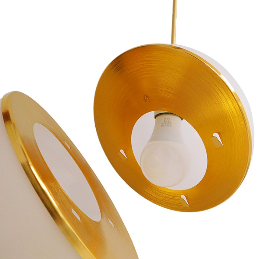 HUDSON  Μοντέρνο Κρεμαστό Φωτιστικό Μπάλα Μονόφωτο 1 x E27 IP20 Λευκό Γυαλί με Χρυσό Μέταλλο - Μ20 x Π20 x Υ25cm