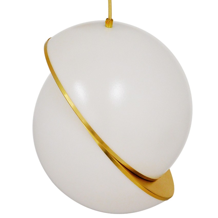 GLOBOSTAR® HUDSON  Μοντέρνο Κρεμαστό Φωτιστικό Οροφής με Ντουί 1 x E27 AC 220-240V IP20 - Λευκό & Χρυσό - Μ30 x Π30 x Υ34cm