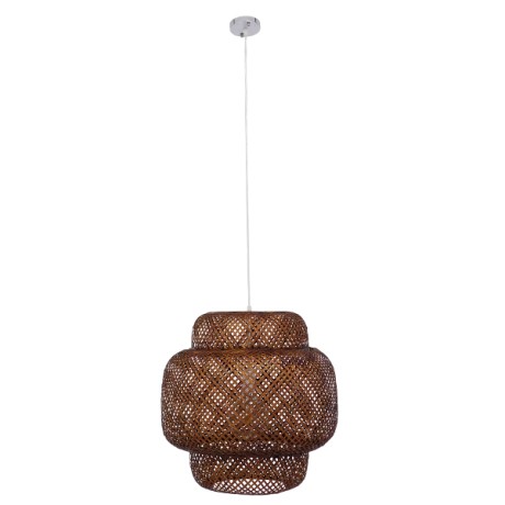 MALDIVES  Boho Κρεμαστό Φωτιστικό Πλέγμα Μονόφωτο 1 x E27 IP20 Καφέ Ξύλο - Μ56 x Π56 x Υ54cm