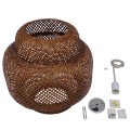 MALDIVES  Boho Κρεμαστό Φωτιστικό Πλέγμα Μονόφωτο 1 x E27 IP20 Καφέ Ξύλο - Μ56 x Π56 x Υ54cm