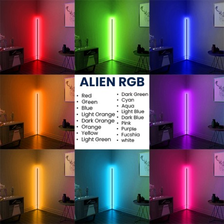 Μοντέρνο Minimal Επιδαπέδιο Μαύρο Φωτιστικό 200cm LED 32 Watt με Ασύρματο Χειριστήριο RF & Dimmer RGB  ALIEN Design