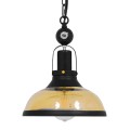 BILLIARD  Vintage Κρεμαστό Φωτιστικό Καμπάνα Μονόφωτο 1 x E27 IP20 Mαύρο Μέταλλο με Μελί Γυαλί - Μ25 x Π25 x Υ29cm